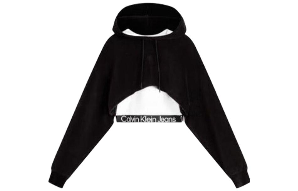 Order (Women) Calvin Klein Black/White Velvet Hoodie Tank Top Shorts Set J222299-BEH