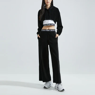 (Women) Calvin Klein Black/White Velvet Hoodie Tank Top Shorts Set J222299-BEH Lookbook (Women) Calvin Klein Black/White Velvet Hoodie Tank Top Shorts Set J222299-BEH
