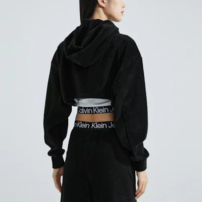 (Women) Calvin Klein Black/White Velvet Hoodie Tank Top Shorts Set J222299-BEH Shop (Women) Calvin Klein Black/White Velvet Hoodie Tank Top Shorts Set J222299-BEH