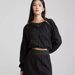 (W) 캘빈 클라인 CK 레터 자카드 하프집업 코튼 스웨트셔츠 여성 스페이스 블랙 J222298BEH Shop (W) 캘빈 클라인 CK 레터 자카드 하프집업 코튼 스웨트셔츠 여성 스페이스 블랙 J222298BEH