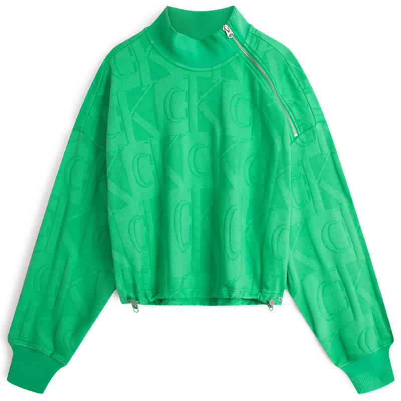 (Women) Calvin Klein Cotton Half-Zip Pullover Sweatshirt Green J222298LGP