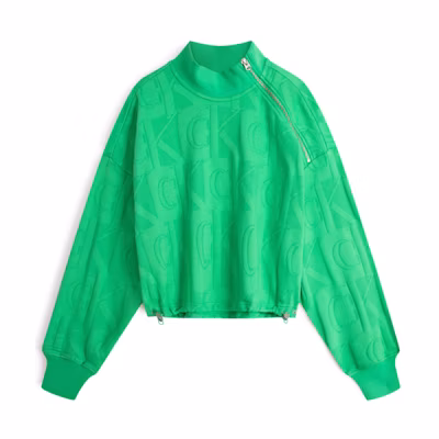 (Women) Calvin Klein Cotton Half-Zip Pullover Sweatshirt Green J222298LGP