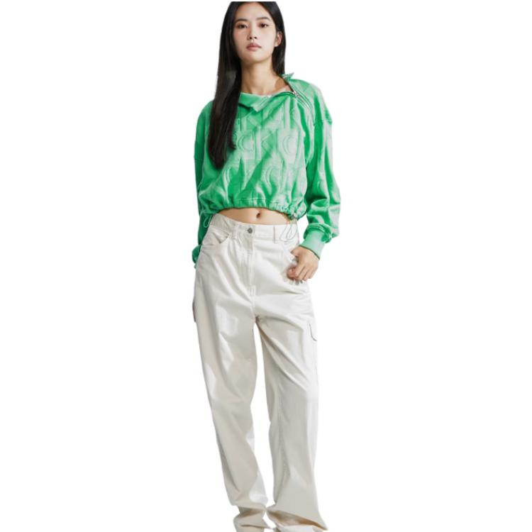 Shop (W) Calvin Klein 棉质半拉链绿色套头衫 J222298LGP