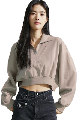 (W) Calvin Klein 奶油米色纯色短款套头卫衣 J222302-PED Order (W) Calvin Klein 奶油米色纯色短款套头卫衣 J222302-PED