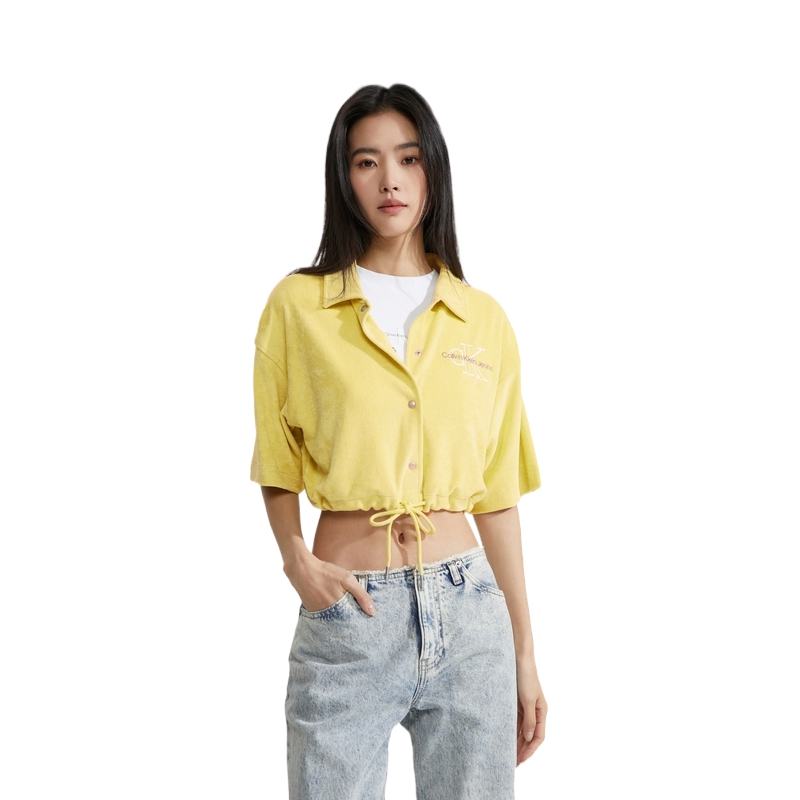 Shop (W) 卡尔文克莱恩刺绣短袖短款卫衣 茉莉黄 ZW02480