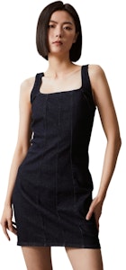 (W) CALVIN KLEIN 丹寧刺繡修身彈性吊帶洋裝 女款 藍黑色 40WK718 Purchase (W) CALVIN KLEIN 丹寧刺繡修身彈性吊帶洋裝 女款 藍黑色 40WK718