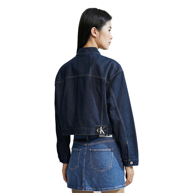 Purchase (W) 卡尔文克莱因复古深蓝棉混牛仔拉链夹克 J222706