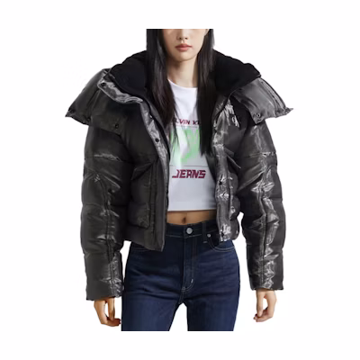(Women) Calvin Klein Early Autumn Embroidered Logo Hooded Cotton Jacket Women Grey. J221878-0GK
