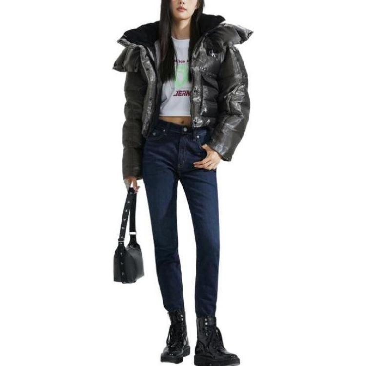 Lookbook (W) Calvin Klein 早秋刺繡標誌連帽棉外套 女款 灰色 J221878-0GK