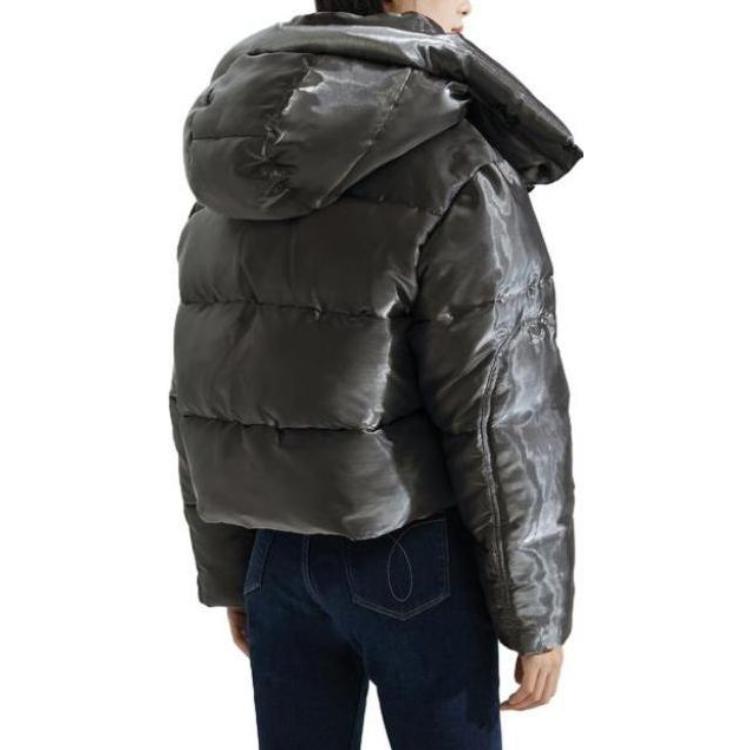 Shop (W) Calvin Klein 早秋刺繡標誌連帽棉外套 女款 灰色 J221878-0GK