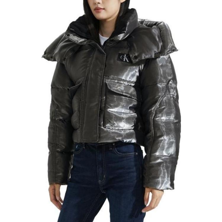 Purchase (W) Calvin Klein 早秋刺繡標誌連帽棉外套 女款 灰色 J221878-0GK