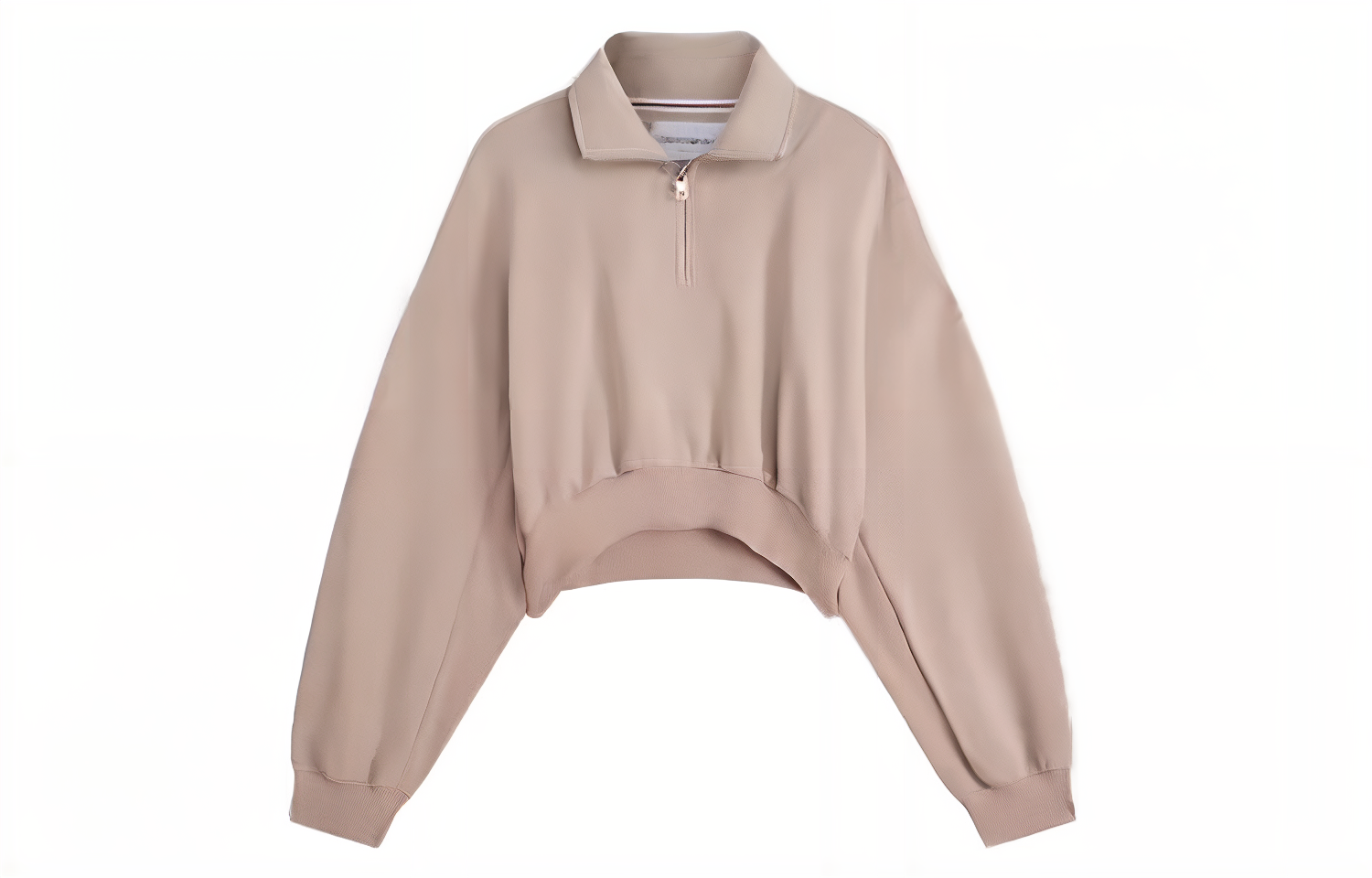 (Women) Calvin Klein Embossed Letter Half-Zip Sweatshirt Milk Coffee Color J222302