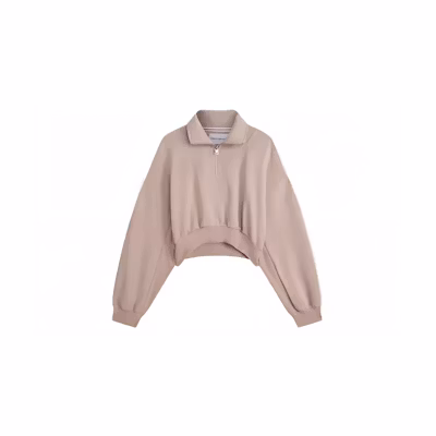 (Women) Calvin Klein Embossed Letter Half-Zip Sweatshirt Milk Coffee Color J222302