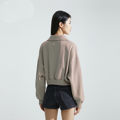 (Women) Calvin Klein Embossed Letter Half-Zip Sweatshirt Milk Coffee Color J222302 Shop (Women) Calvin Klein Embossed Letter Half-Zip Sweatshirt Milk Coffee Color J222302