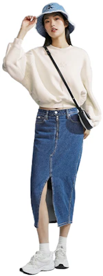 (W) 卡尔文克莱恩刺绣标志羊毛圆领卫衣 J223410 1