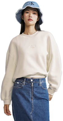 (W) 卡尔文克莱恩刺绣标志羊毛圆领卫衣 J223410 2