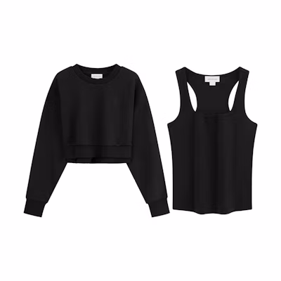 (Women) Calvin Klein Fashion Tank Top and Trendy Cropped Sweatshirt Set J224599