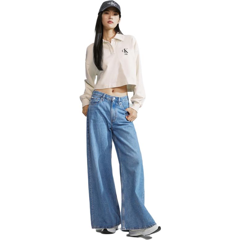 Shop (W) 卡尔文克莱因字母半门襟奶白色长袖卫衣 J222301