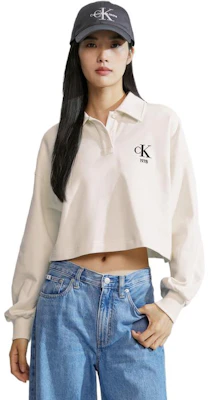 (W) 卡尔文克莱因字母半门襟奶白色长袖卫衣 J222301 Purchase (W) 卡尔文克莱因字母半门襟奶白色长袖卫衣 J222301