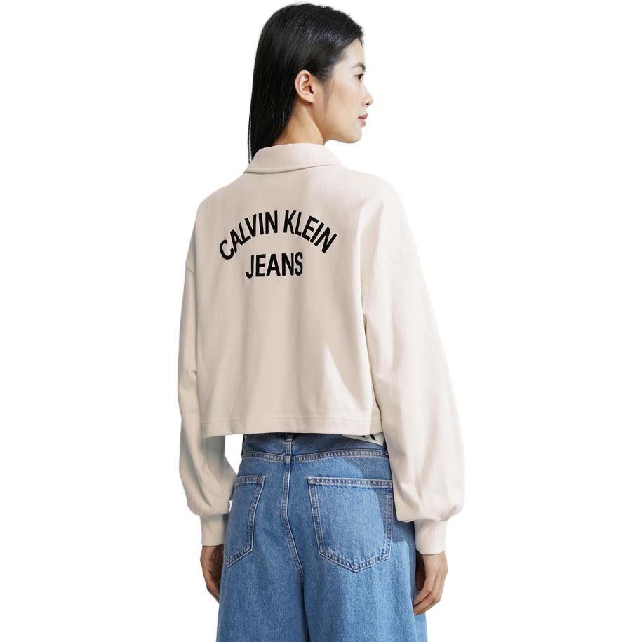 Details for (W) 卡尔文克莱因字母半门襟奶白色长袖卫衣 J222301