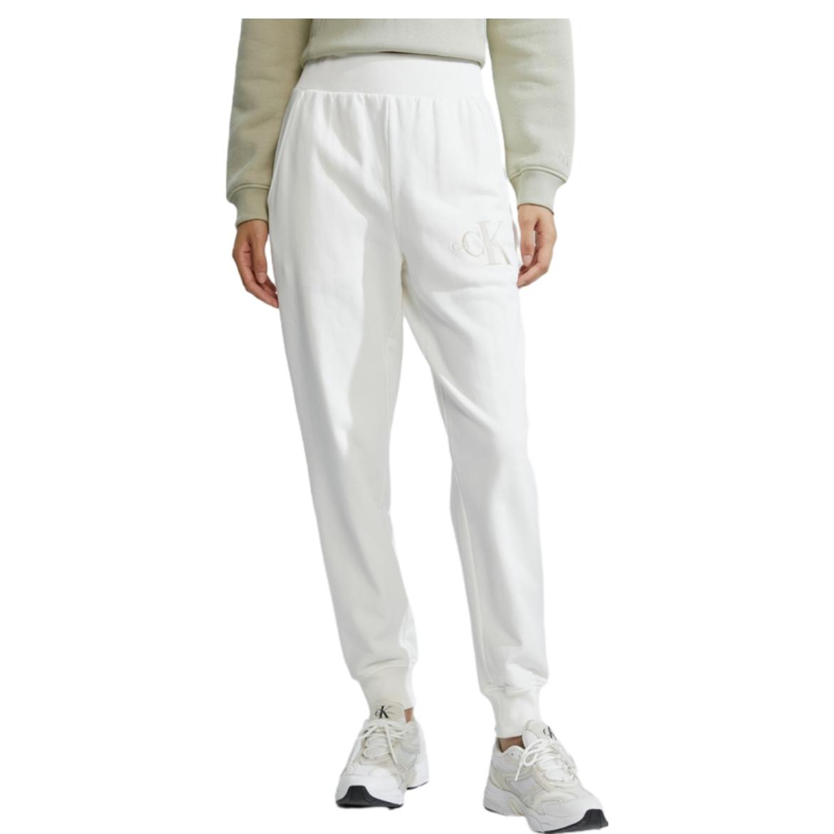 Lookbook (W) Pantalones Jogger Tejidos Calvin Klein FW23 Elásticos Sólidos - Blanco Leche J222819