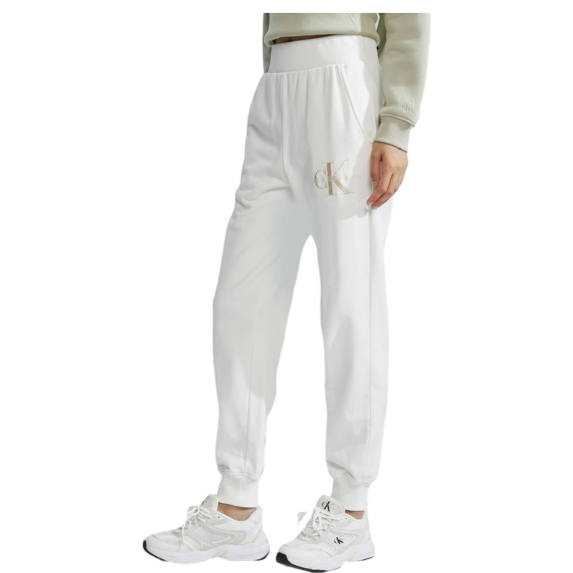 Purchase (W) Pantalones Jogger Tejidos Calvin Klein FW23 Elásticos Sólidos - Blanco Leche J222819