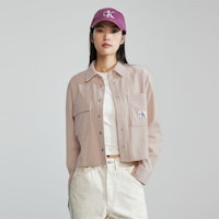 (W) Calvin Klein FW23 Camisa Roja de Manga Larga con Escote Cuadrado. J222387 Details for (W) Calvin Klein FW23 Camisa Roja de Manga Larga con Escote Cuadrado. J222387