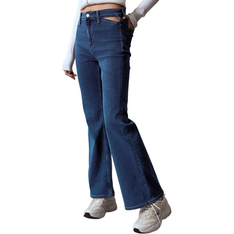 (Women) Calvin Klein High-Waisted Flared Cutout Washed Denim Jeans Women Blue J222910-1BJ 圖 3