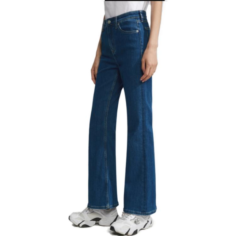 Shop (W) Calvin Klein Jeans High-Waist Straight Leg Wanita - Biru Tua J221025
