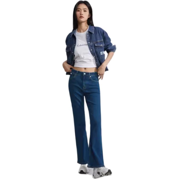 Details for (W) Calvin Klein Jeans High-Waist Straight Leg Wanita - Biru Tua J221025