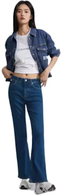 (W) Calvin Klein Jeans High-Waist Straight Leg Wanita - Biru Tua J221025 Details for (W) Calvin Klein Jeans High-Waist Straight Leg Wanita - Biru Tua J221025