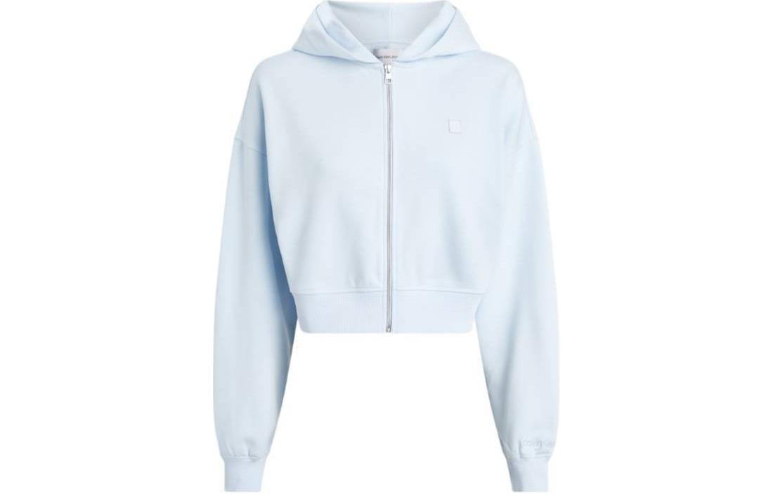 (Women) Calvin Klein Hoodie Zip-Up Jacket with Logo Patch - Blue J20J222885-CYR