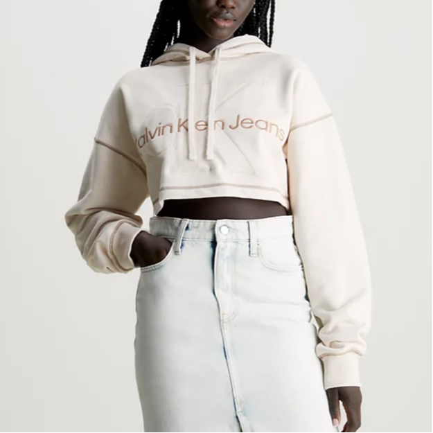 Shop (W) Sudadera Calvin Klein Jeans Marfil Relaxed Fit Logo Crewneck. J20J222540-YBI