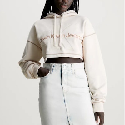 (Women) Calvin Klein Jeans Ivory Relaxed Fit Logo Crewneck Sweatshirt. J20J222540-YBI Shop (Women) Calvin Klein Jeans Ivory Relaxed Fit Logo Crewneck Sweatshirt. J20J222540-YBI