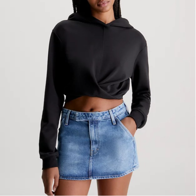 Shop (W) 卡尔文克莱因女士黑色极简logo长袖休闲卫衣 J20J222551-BEH