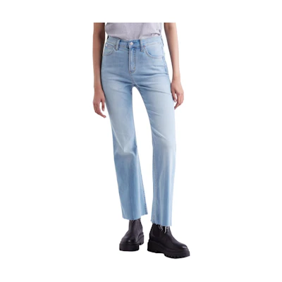 (Women) CALVIN KLEIN Jeans SS24 High-Waisted Flared Light Blue Denim Jeans Women J223366-1AA