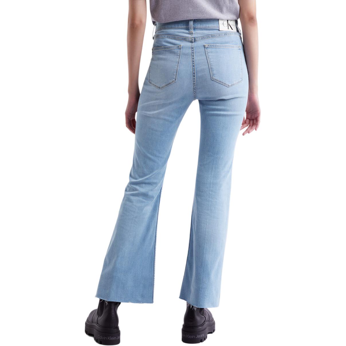 Shop (Women) CALVIN KLEIN Jeans SS24 High-Waisted Flared Light Blue Denim Jeans Women J223366-1AA