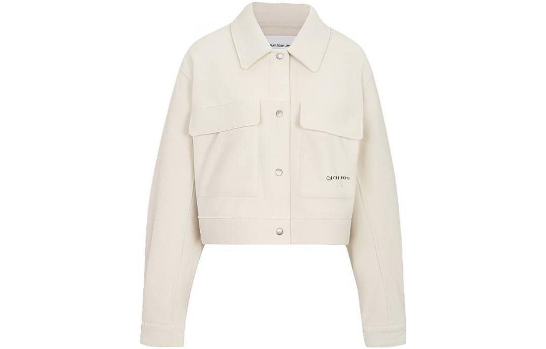 (Women) Calvin Klein Letter-Number Single-Breasted Jacket - Off-White J219758-ACF