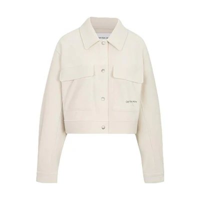 (Women) Calvin Klein Letter-Number Single-Breasted Jacket - Off-White J219758-ACF