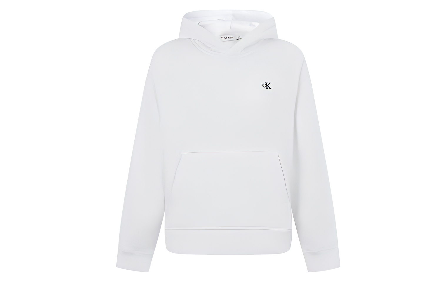 (Women) Calvin Klein Letter Embroidered Hoodie Long Sleeve Bright White 40WH100-YAA