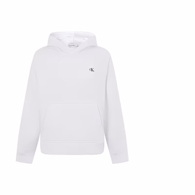 (Women) Calvin Klein Letter Embroidered Hoodie Long Sleeve Bright White 40WH100-YAA