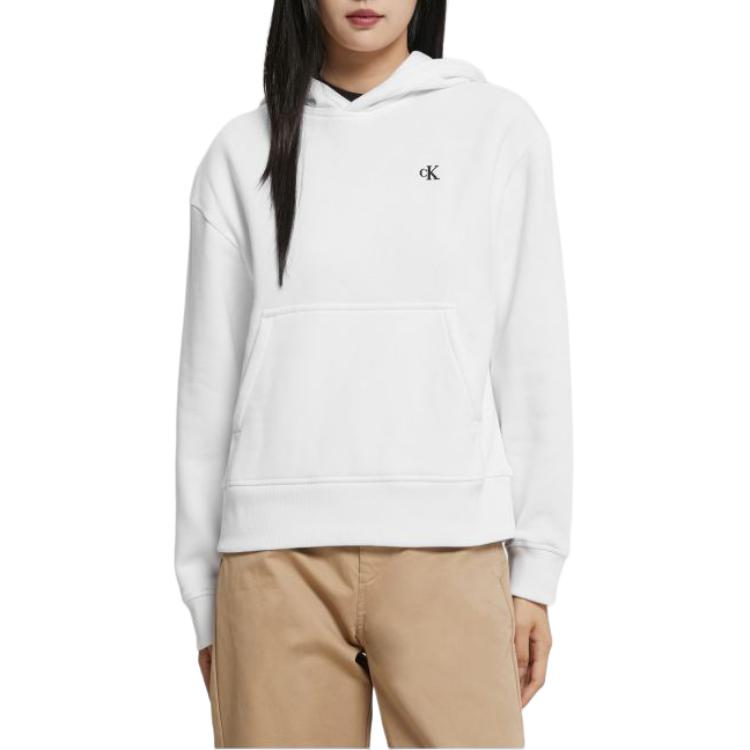 Shop (W) Calvin Klein 刺繡字母連帽長袖上衣 亮白色 40WH100-YAA