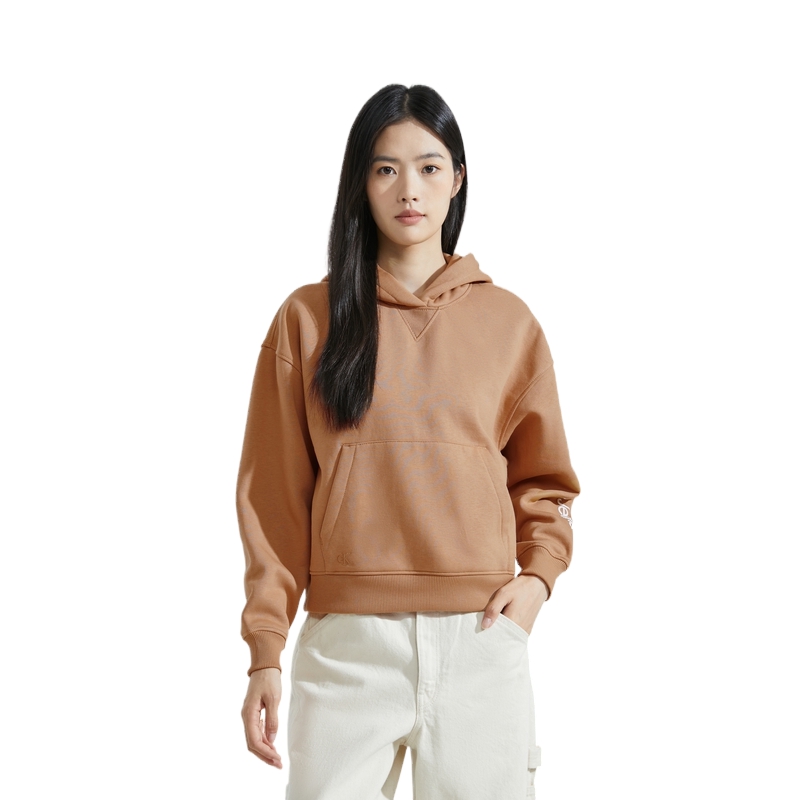 (Women) Calvin Klein Letter Overlay Fleece Hoodie  Khaki. ZW02309GV7 圖 4