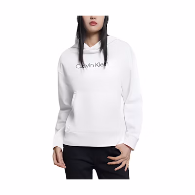 (Women) Calvin Klein Logo Embroidered Hoodie Pullover Women’s White 40WH106-YAA