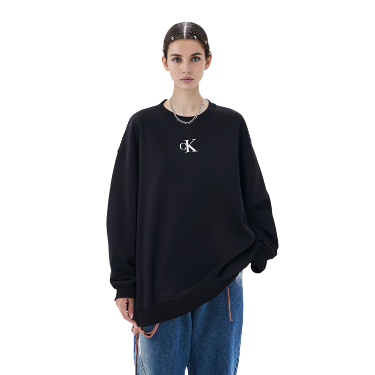 Details for (W) 卡尔文克莱因Logo印花黑色圆领长袖卫衣 J220088