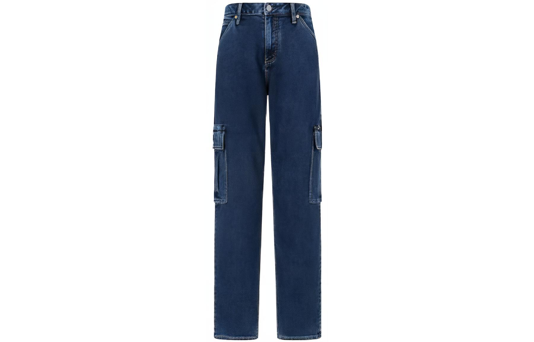 (Women) CALVIN KLEIN Mid-Rise Multi-Pocket Jeans Women Dark Blue Denim. J221537-1BJ