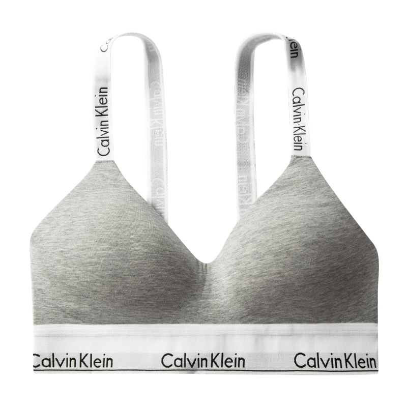 (Women) Calvin Klein Modern Lift Logo Strap Wireless Soft Cup Bra - Coconut Gray (Women) QF7059-P7A