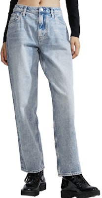 (Women) Calvin Klein Reissue 90s Vintage Washed Straight-Leg Jeans Women Light Blue J222273-1AA Order (Women) Calvin Klein Reissue 90s Vintage Washed Straight-Leg Jeans Women Light Blue J222273-1AA