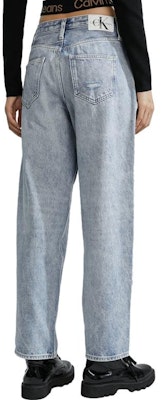 (Women) Calvin Klein Reissue 90s Vintage Washed Straight-Leg Jeans Women Light Blue J222273-1AA Shop (Women) Calvin Klein Reissue 90s Vintage Washed Straight-Leg Jeans Women Light Blue J222273-1AA