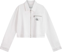 (Women) CALVIN KLEIN Retro Cotton Zip Denim Jacket Women Denim White. J223475 (Women) CALVIN KLEIN Retro Cotton Zip Denim Jacket Women Denim White. J223475